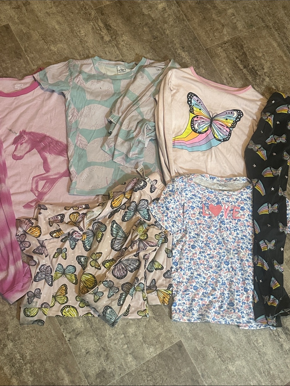 Carter's Pink Butterfly & Floral Kids Pajama Top